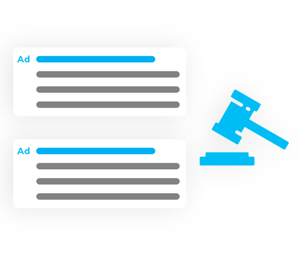 Google Search advert example with blue and grey lines