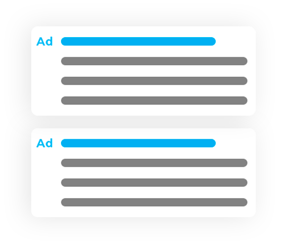 Google Search advert example with blue and grey lines