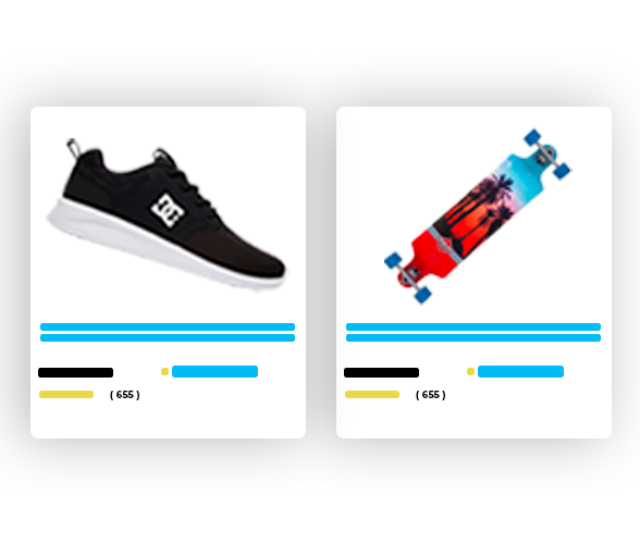 Advert examples of shoe and skateboard