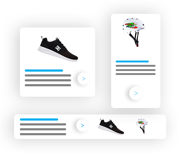 Google display advert example of shoe and skateboard helmet