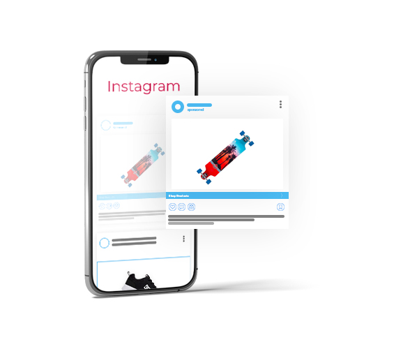 Example of Instagram advert of a skateboard displayed on a mobile phone
