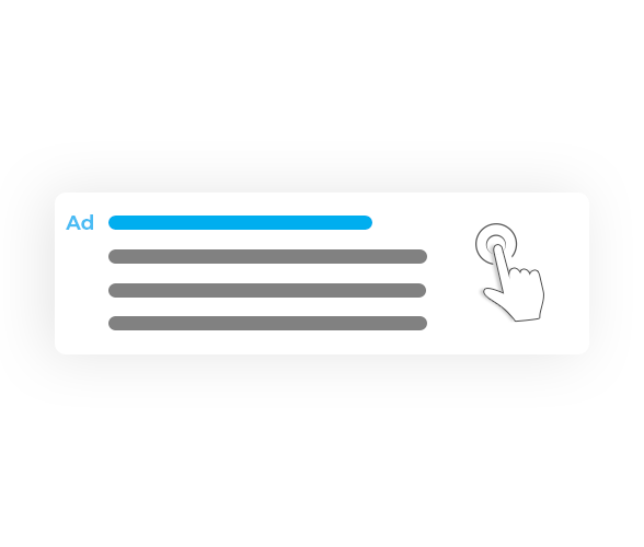 Google Search advert example with blue and grey lines