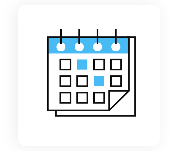 graphic of blue monthly calendar