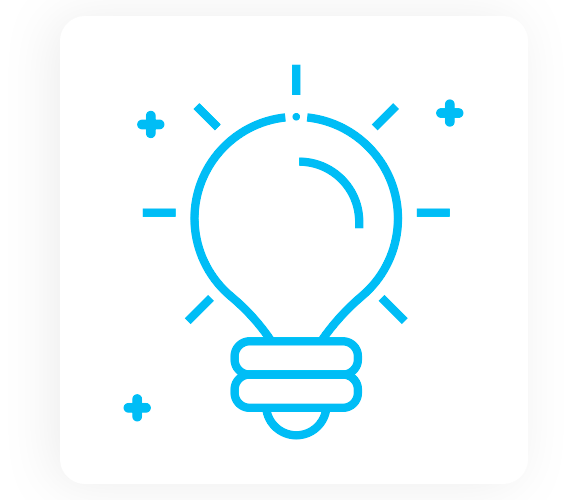 Icon of blue lightbulb