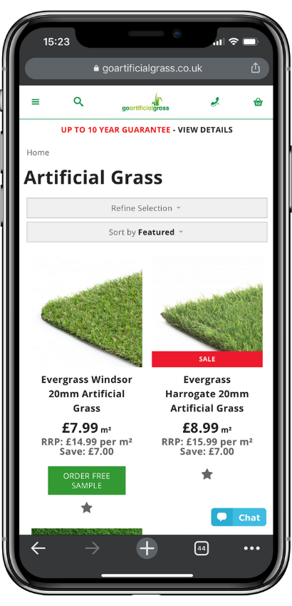 Go artificial grass mobile mock up