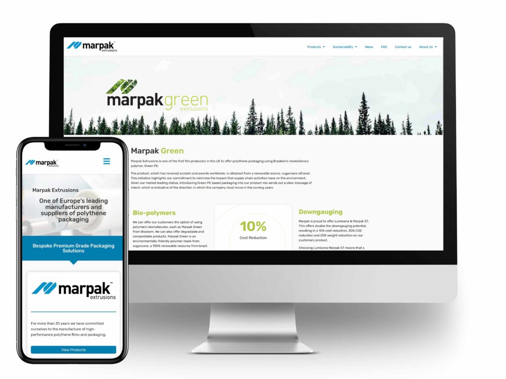 Mobile Mock up on mobile and desktop of Marpak's Website